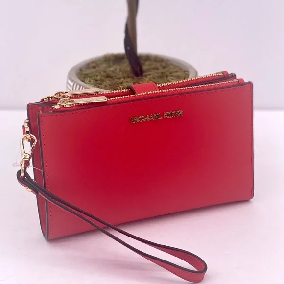 Michael Kors DoubleZip Wallet Wristlet Dark Sangria - Picture 3 of 8